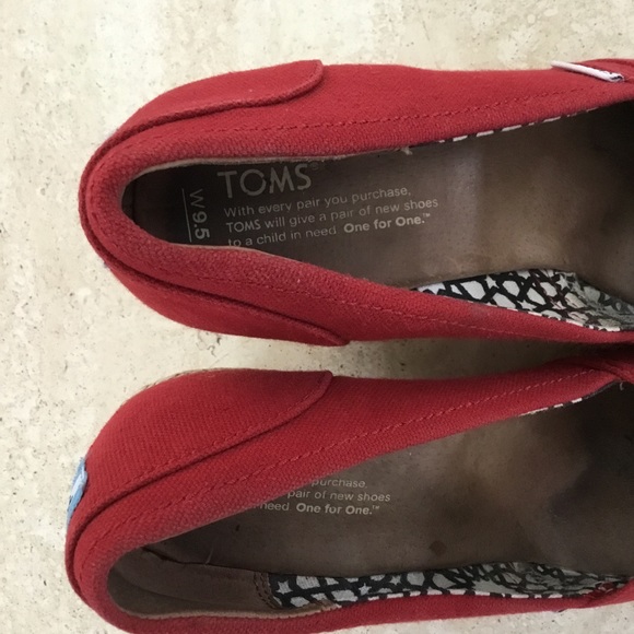 Toms Calypso Red Canvas & Hemp Wedges - Size 9.5 - Picture 6 of 7